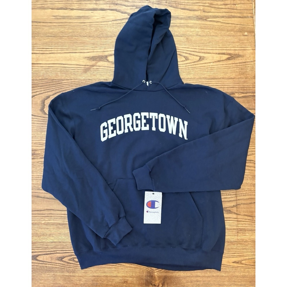 Champion Adult XL Georgetown University Hoodie Navy Spell Out Sweatshirt NWT